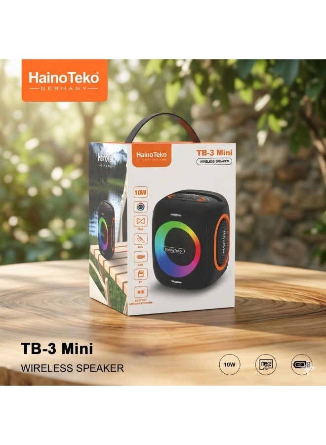 Haino Teko TB-3 Mini Portable Wireless Bluetooth Speaker With Hifi Sound Quality Button Control and RGB Lighting - Image 4