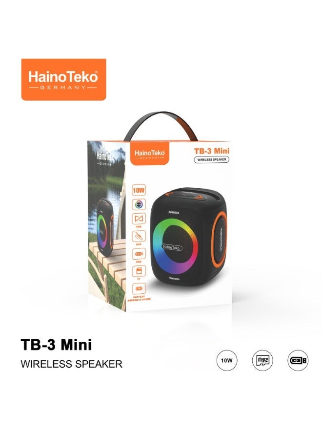 Haino Teko TB-3 Mini Portable Wireless Bluetooth Speaker With Hifi Sound Quality Button Control and RGB Lighting - Image 2