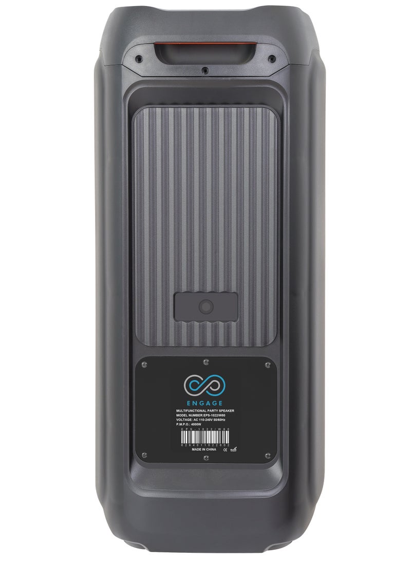 Engage EPS-1022/W80 10"X 2 Party Speaker, Dynamic Disco Lights, Rechargeable Battery, Powerful Audio Performance, FM Radio Functionality, Convenient Remote Control, Black - Image 4