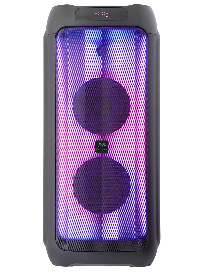 Engage EPS-1022/W80 10"X 2 Party Speaker, Dynamic Disco Lights, Rechargeable Battery, Powerful Audio Performance, FM Radio Functionality, Convenient Remote Control, Black - Image 1