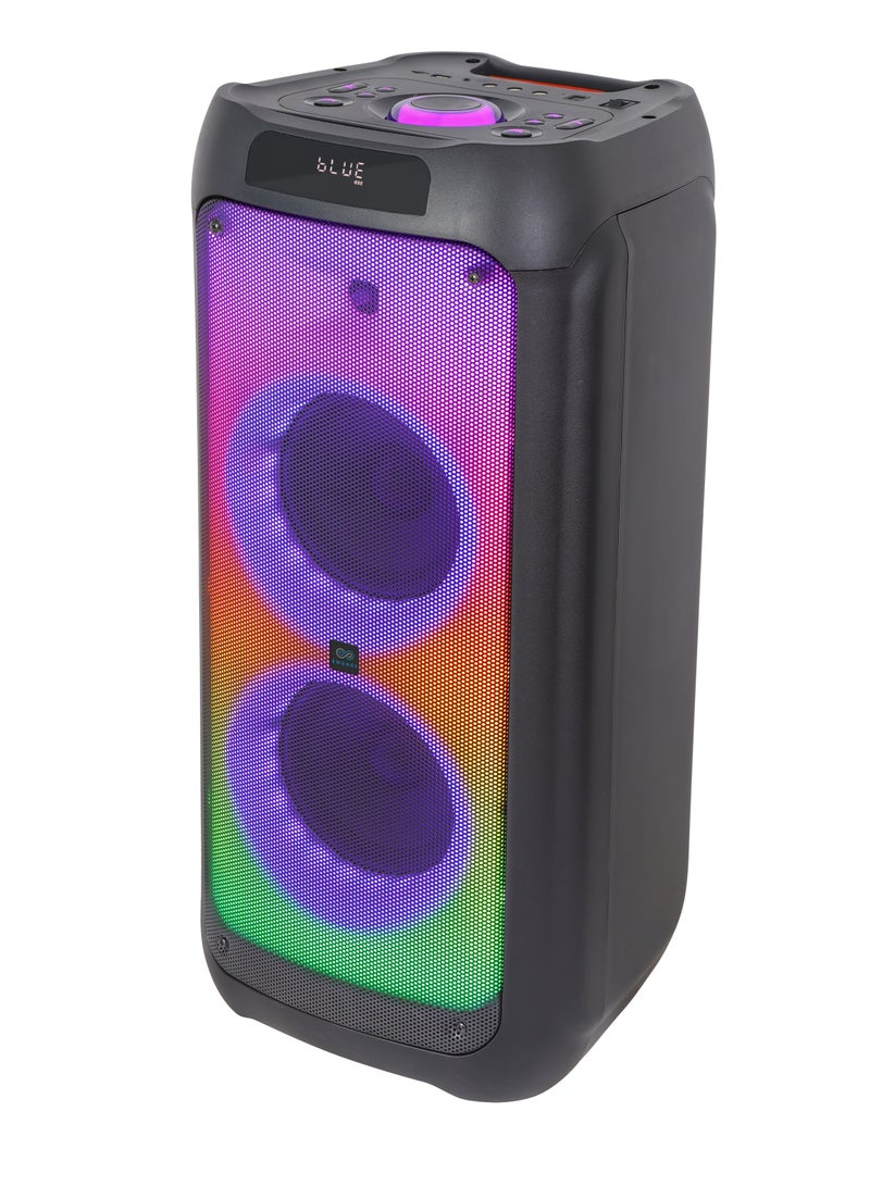 Engage EPS-1022/W80 10"X 2 Party Speaker, Dynamic Disco Lights, Rechargeable Battery, Powerful Audio Performance, FM Radio Functionality, Convenient Remote Control, Black - Image 2