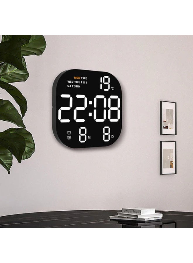 كروني 6633 ساعة إلكترونية متعددة الوظائف شاشة كبيرة مربعة LED ساعة حائط تحكم عن بعد منبه رقمي - Image 2