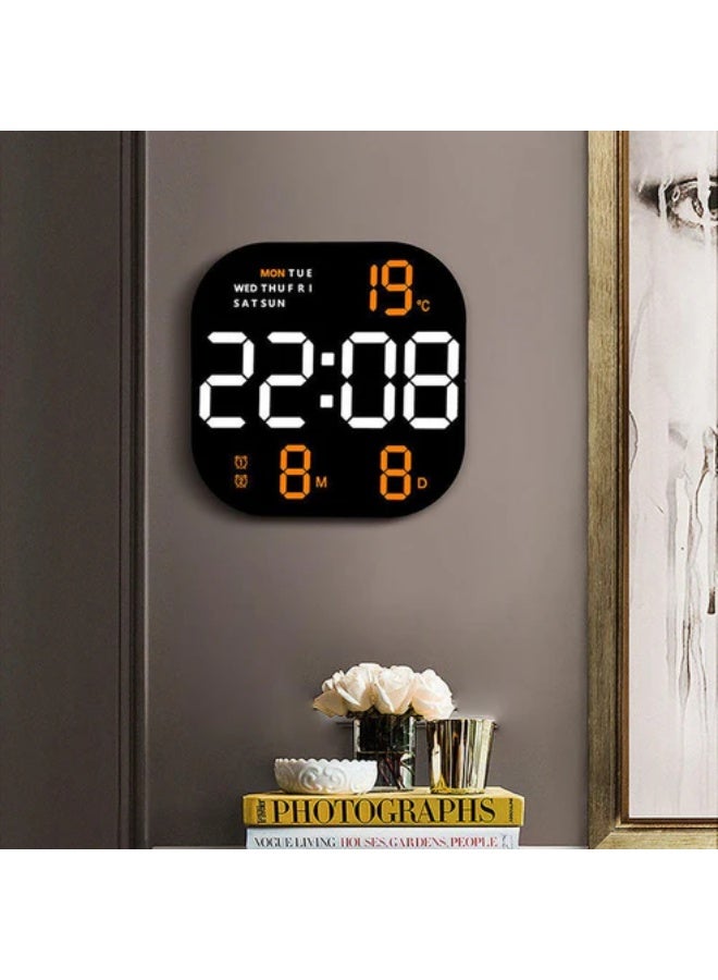 كروني 6633 ساعة إلكترونية متعددة الوظائف شاشة كبيرة مربعة LED ساعة حائط تحكم عن بعد منبه رقمي - Image 4