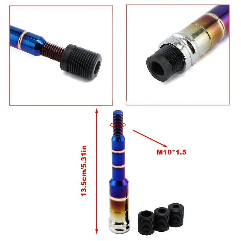 Burnt Blue Aluminum Gear Shift Knob With Extended Lever And Six Adapters For Racing Car Modification - Image 4