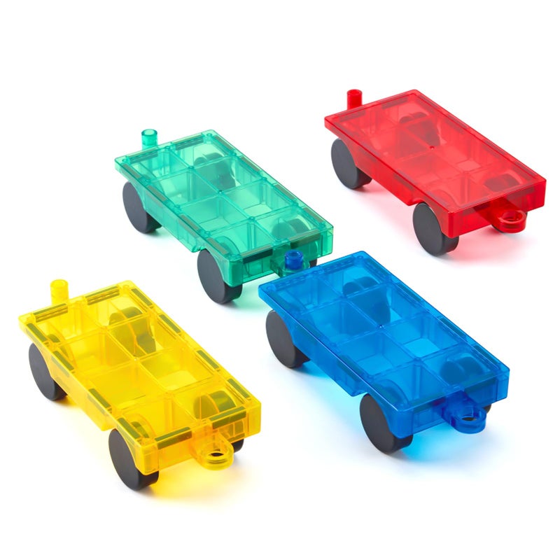 Gemmicc 4 PCS Magnetic Car SetMagnet Construction VehicleMagnet Car Truck Compatible with Magnetic TilesSTEM Educational Toys for Boys and Girls - Image 3