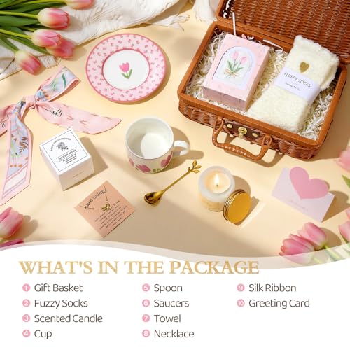 Golray Birthday Gifts for Women Self Care Spa Basket with Mug Mothers Day Gift Christmas Anniversary Retirement Farewell Gift for Her Wife Sister Mom Grandma Friend Girlfriend Coworker Teacher Nurse - Image 3