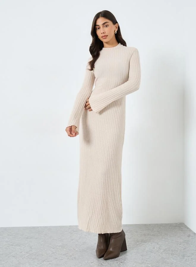 Take Two Beige Textured Knit Maxi Dress
