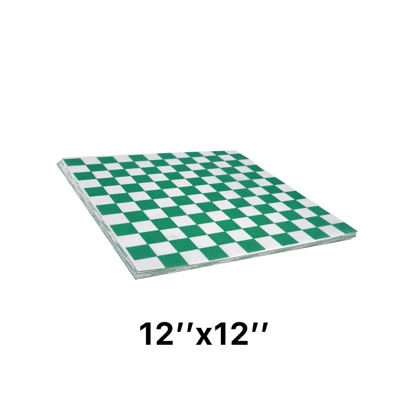 Suiwen 200 Sheets Green And White Checkered Food Wrapping Paper  Dry Waxed Deli Paper  Paper Liners For Plastic Food Basket  Bread And Sandwich Wrap Paper (12''X12'') - Image 2