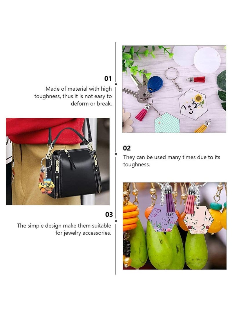 Sweet seven 120-Piece Hexagon Acrylic Keychain Blanks Kit: Clear Hexagon Discs with Tassels for DIY Crafts and Projects - Transparent Sublimation Key Ring Pendant Ornament - Image 2