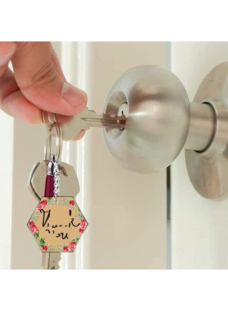 Sweet seven 120-Piece Hexagon Acrylic Keychain Blanks Kit: Clear Hexagon Discs with Tassels for DIY Crafts and Projects - Transparent Sublimation Key Ring Pendant Ornament - Image 5