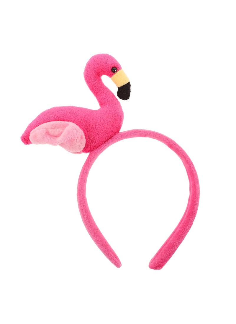 NUOBESTY NUOBESTY Plush Flamingo Headband Cute Flamingo Hair Band Creative Hair Hoop for Halloween Birthday Summer Beach Hawaii Party Rosy 