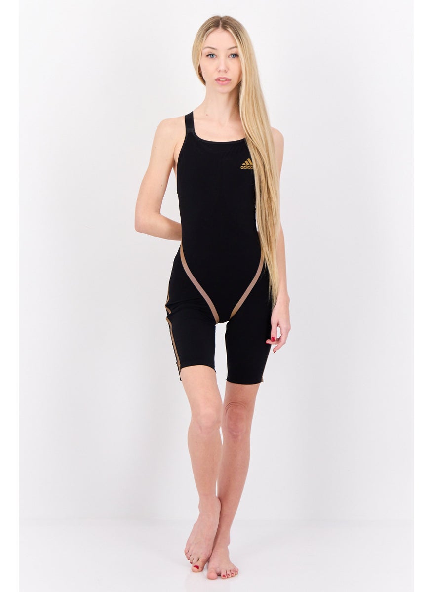 Adidas Women One Piece Non Padded Brand Logo swimsuit, Black/Brown  - Image 2