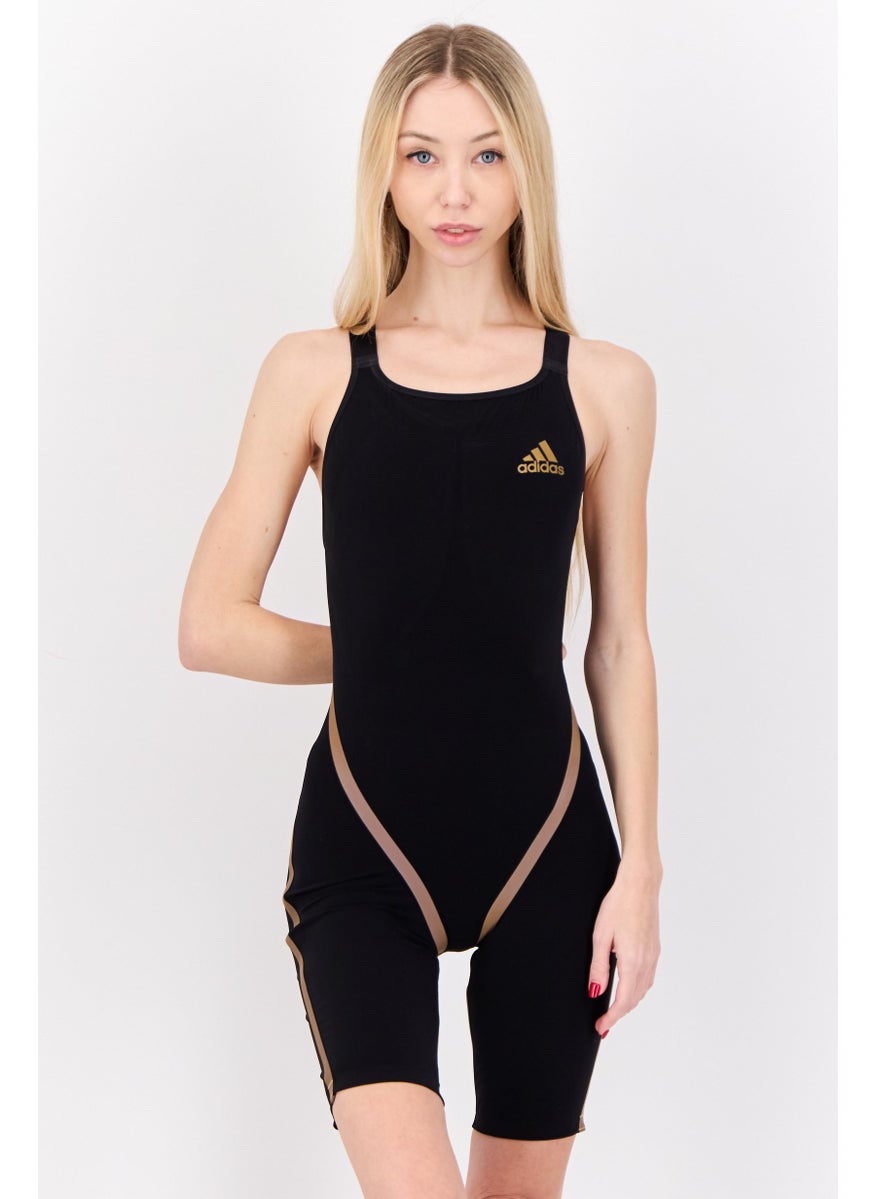 Adidas Women One Piece Non Padded Brand Logo swimsuit, Black/Brown  - Image 1