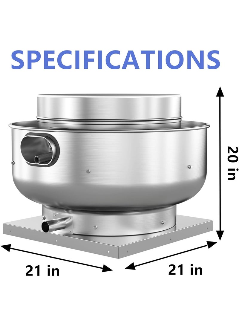 HYITCL Restaurant Canopy Hood Grease Rated Exhaust Fan- Food Truck High-Speed Direct Drive Centrifugal Upblast Exhaust Fan 0.75HP 220 Volt Single Phase Motor 2500 CFM - Image 1