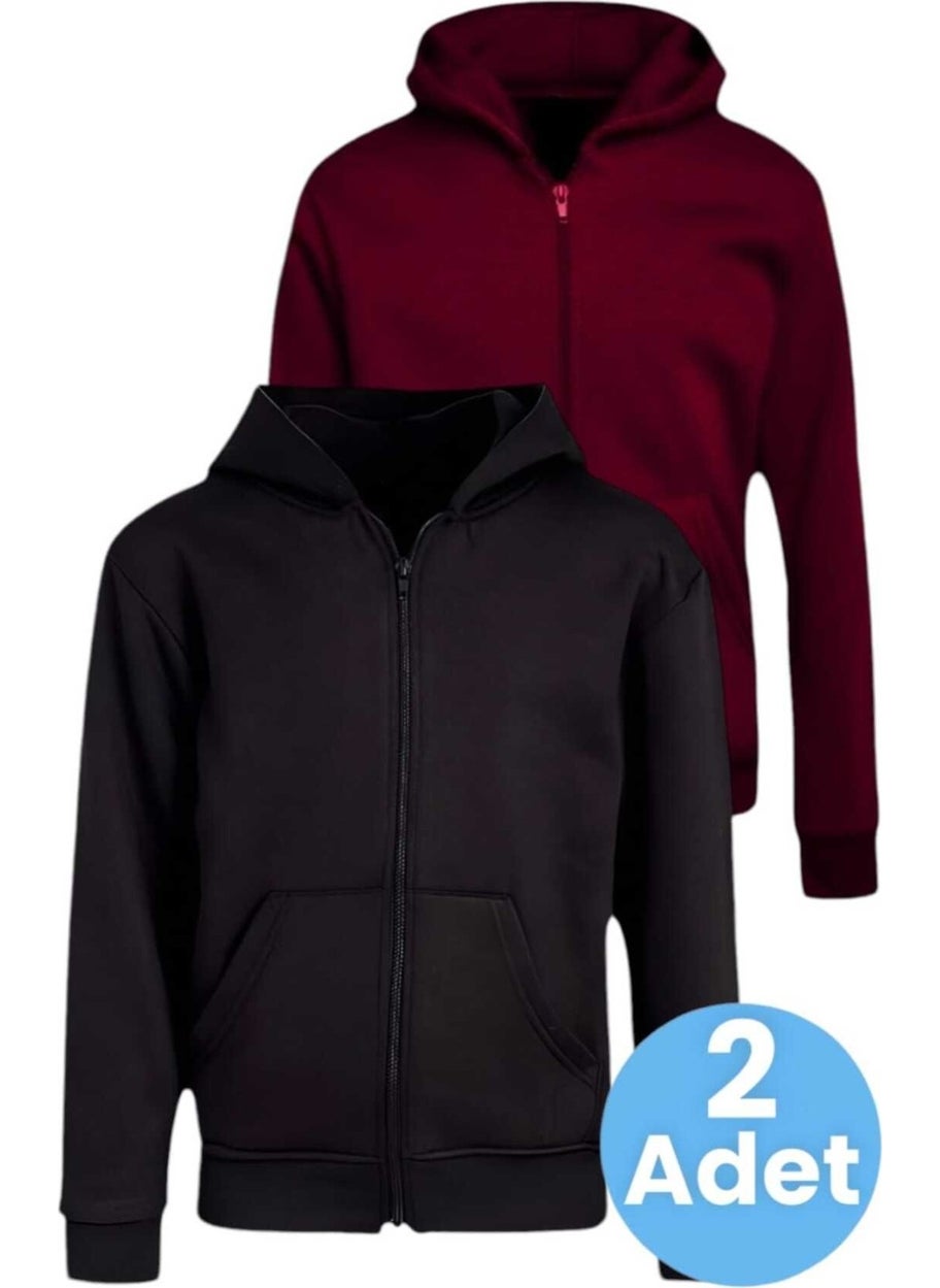 Tezzgelsin - Kids Cotton Hooded Zippered Sweatshirt 2 Piece Set - Image 1