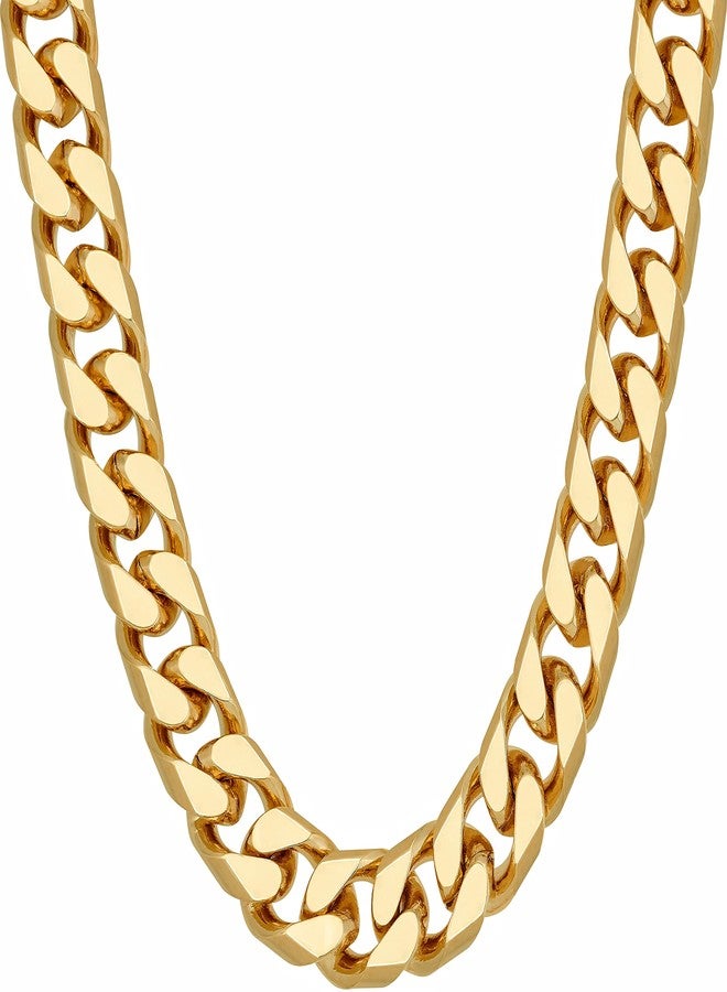 LIFETIME JEWELRY Miami Curb Square Cut Cuban Link Chain Necklaces 24k Gold Plated (5mm & 9.5mm) (24 inches, 9.5mm, Gold) - Image 1
