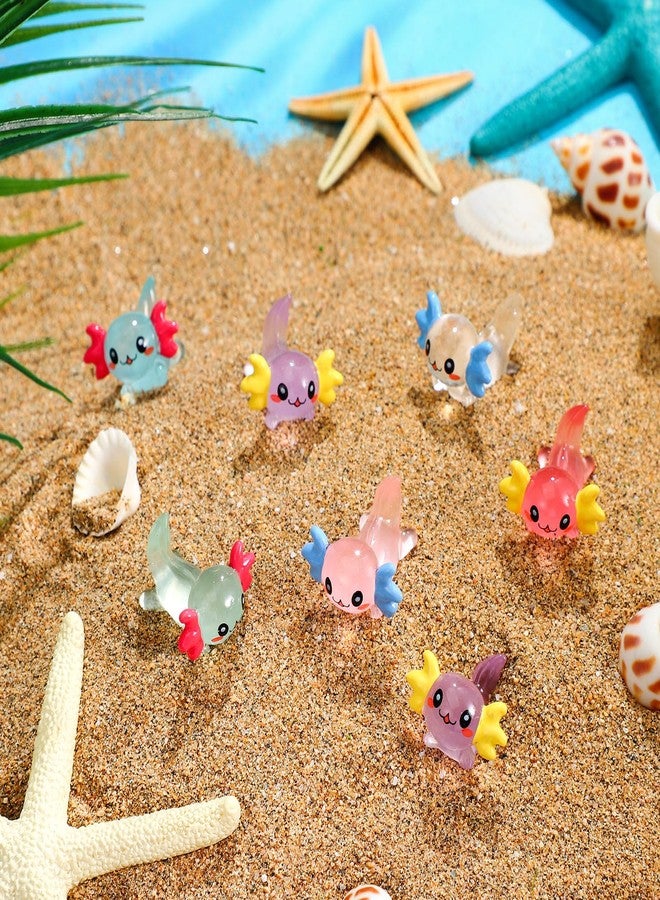 Ferraycle 150 Pcs Luminous Mini Resin Axolotl Charm Axolotl Tiny Animal Figurine for DIY Landscape Garden Dollhouse Birthday Party Decoration Ornament - Image 4