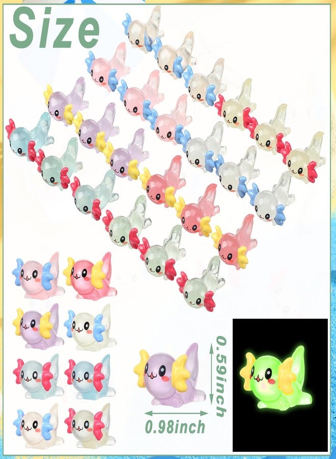 Ferraycle 150 Pcs Luminous Mini Resin Axolotl Charm Axolotl Tiny Animal Figurine for DIY Landscape Garden Dollhouse Birthday Party Decoration Ornament - Image 3