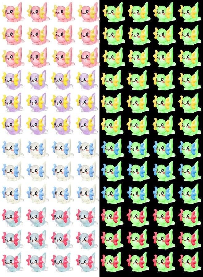 Ferraycle 150 Pcs Luminous Mini Resin Axolotl Charm Axolotl Tiny Animal Figurine for DIY Landscape Garden Dollhouse Birthday Party Decoration Ornament - Image 1