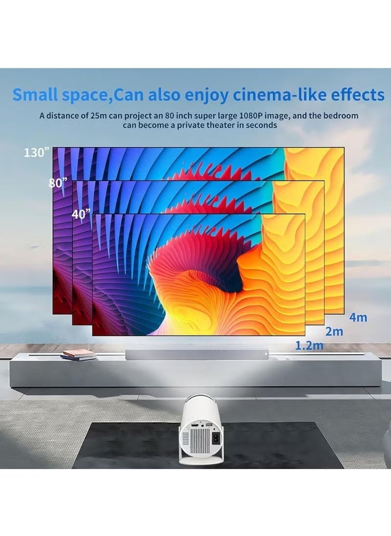 Portable All in One Smart Mini Projector with 20000+ Retro Games Dual Wireless Controllers Full HD 130 Inch Display Auto Keystone 180° Flip Android 11 Bluetooth 5.0 2.4G 5G WiFi for Home and Outdoor Entertainment