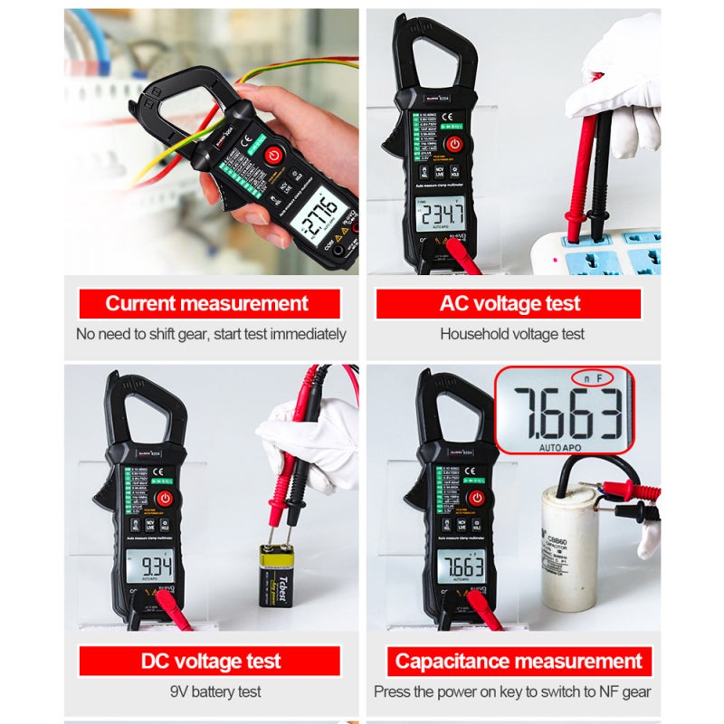 AC DC Clamp Meter: 24mm Large Black Clamp Mouth - Automatic Range & Intelligent Gear Selection, True RMS AC DC Voltage Current Meter for Electrical Testing & Field Technicians - Image 3
