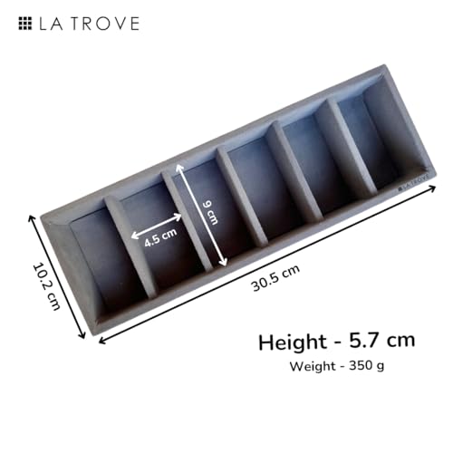 La Trove 6 Slot Bangle & Kada Organizer Tray | Velvet Jewelry Drawer Storage & Display Holder for Bangles, Bracelets, Rings & Chains | Wardrobe Closet Organizer | Grey - Image 3