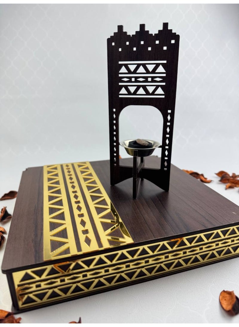 Samrix Wissam Box:  A luxurious wooden box with acrylic side decorations, containing 5 grams of enhanced Moroccan oud, a quarter tola of oud oil, a rosary, and an incense burner.  ✔ Luxurious wooden box with an elegant design  ✔ Decorated with acrylic sides ✔ Contains high-quality enhanced Moroccan oud ✔ 5 grams of Moroccan oud ✔ A quarter tola of premium oud oil ✔ Elegant rosary with a sophisticated design ✔ Luxurious incense burner for using oud ✔ Long-lasting fragrance ✔ Suitable for luxury gifts and special occasions ✔ Ideal for formal and corporate gifts ✔ A design that combines authenticity and modernity ✔ High-quality materials for durability ✔ Reflects refined taste and luxury ✔ A complete gift for oud and perfume lovers ✔ Suitable for holidays and religious occasions - Image 2