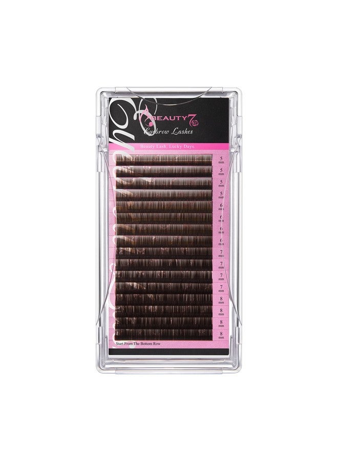 Beauty7 Brown Eyebrow Extensions Matte Individual Eyebrow False Lash Extension Tray Synthetic Mink 0.1Mm Thickness Mixed 5/6/7/8Mm Length Professional Tech (Brown) - Image 2