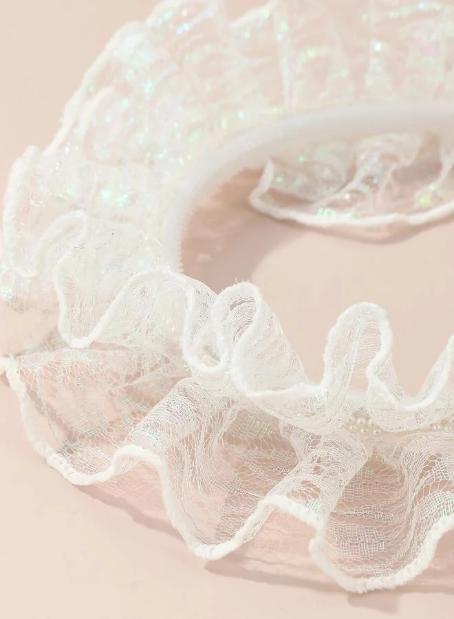 Take Two Take Two Girls Lace Faux Pearl Decor Headband