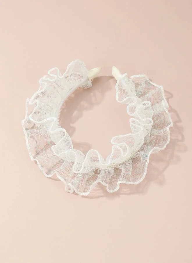 Take Two Take Two Girls Lace Faux Pearl Decor Headband