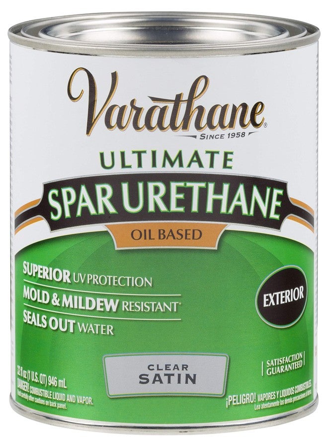 Varathane 242183H Classic Clear Oil Based Outdoor Spar 275 Voc Urethane, Quart, Satin Finish - Image 1