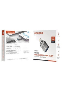 porodo USB A to Lightning Adapter, Zinc Alloy, Fast Data Transfer, Universal Compatibility, Plug & Play, Up to 480Mbps Transfer Speed - Black  - Image 3