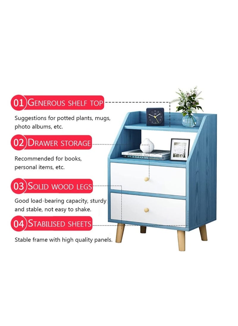 Minimalist Bedside Table, 60*40*60cm Nightstand End Table Side Table Storage Cabinet with Drawers White