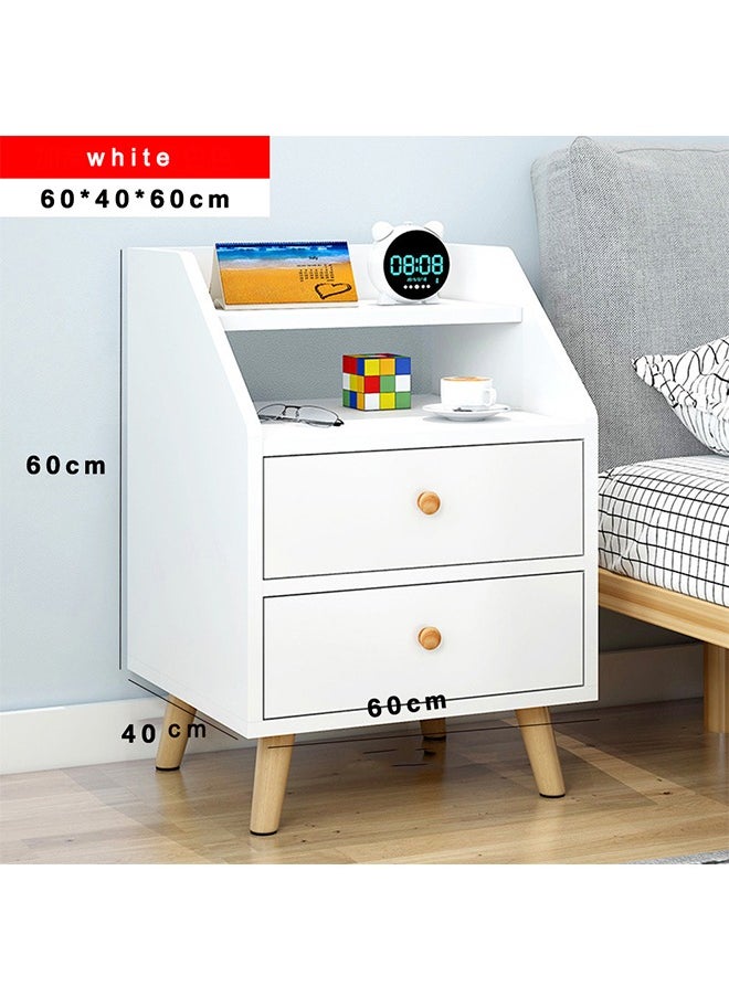 Minimalist Bedside Table, 60*40*60cm Nightstand End Table Side Table Storage Cabinet with Drawers White