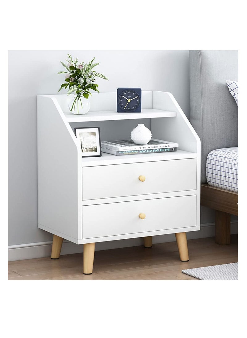 Minimalist Bedside Table, 60*40*60cm Nightstand End Table Side Table Storage Cabinet with Drawers White