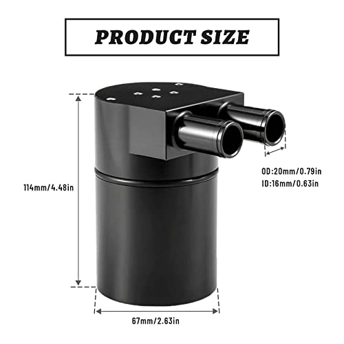 BOMLING Aluminum Alloy Oil Catch Can Reservior 300ml Automotive Replacement Catch Can Breather Tank Kit Compatible with BMW N54 335i 135i E90 E92 E82 2006 2007 2008 2009 2010,Black - Image 2