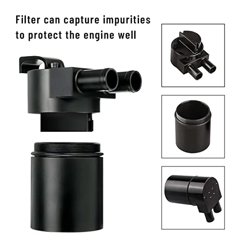 BOMLING Aluminum Alloy Oil Catch Can Reservior 300ml Automotive Replacement Catch Can Breather Tank Kit Compatible with BMW N54 335i 135i E90 E92 E82 2006 2007 2008 2009 2010,Black - Image 4