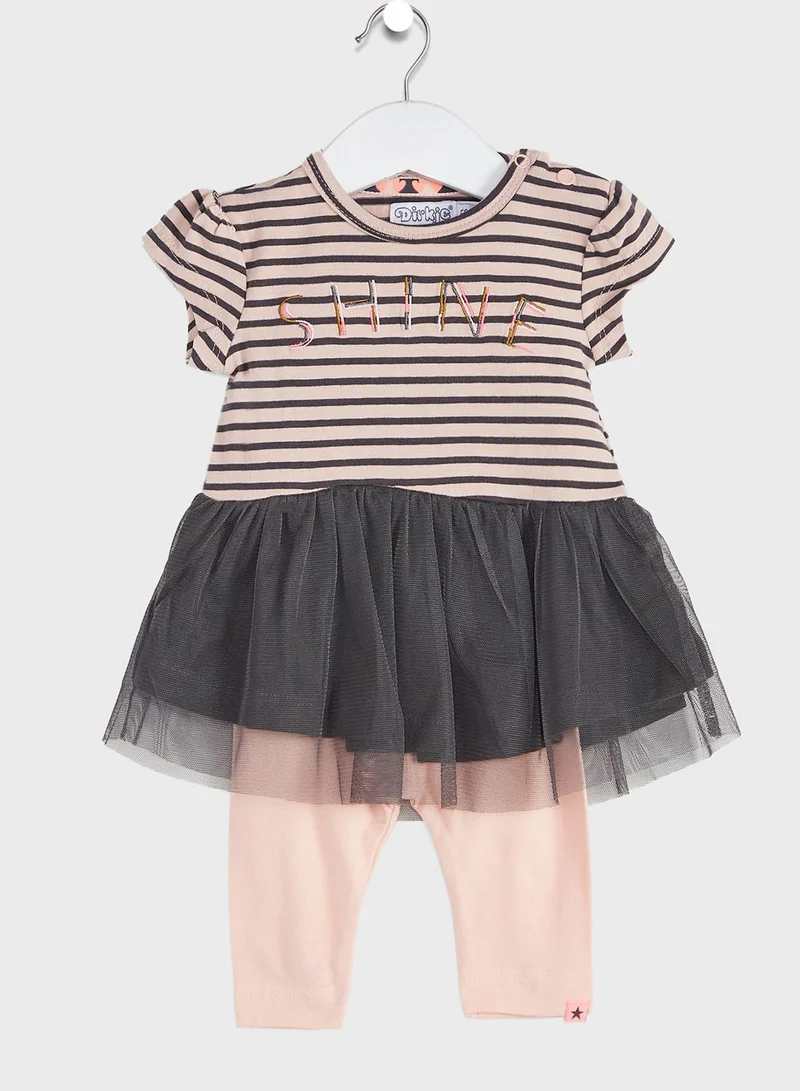 Dirkje Infant Striped Dress + Leggings Set
