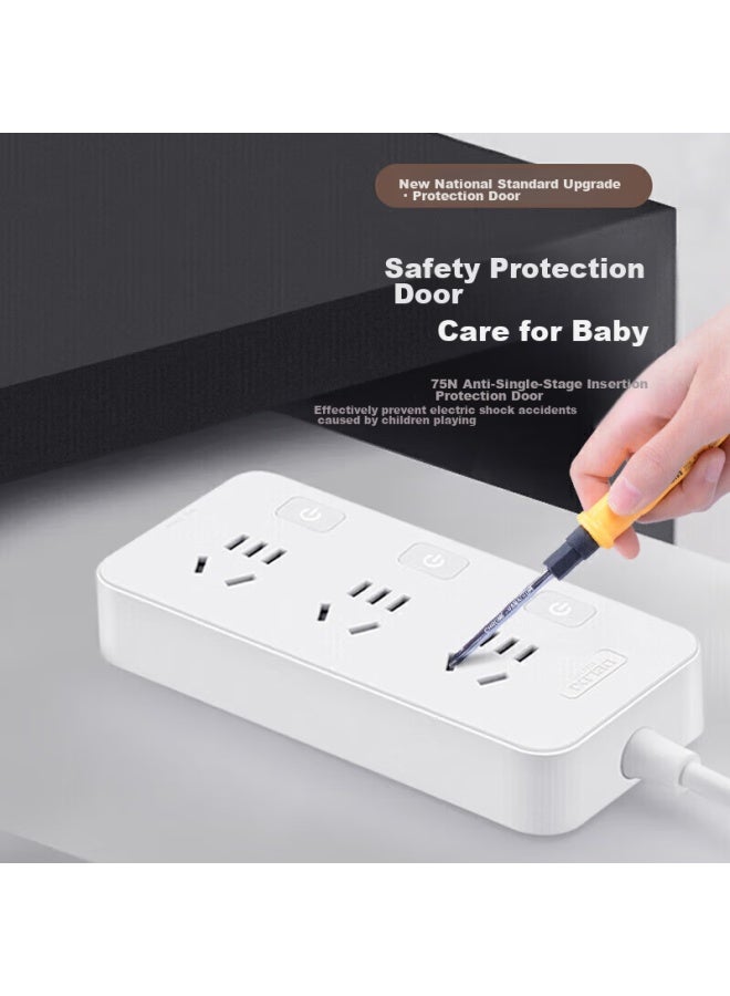 Delixi New National Standard Power Strip With Switches/power Bar/extension Cord/power Board/power Strip/power Strip/power Strip 4 Outlets, 1.8 Meters Long, With Individual Control J-e4k4x/b - Image 4