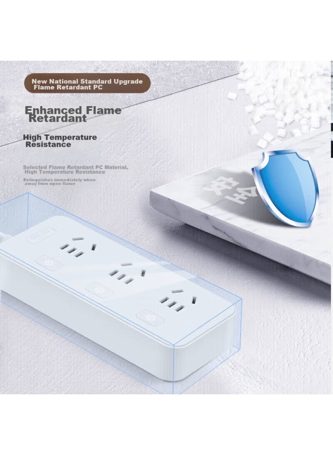 Delixi New National Standard Power Strip With Switches/power Bar/extension Cord/power Board/power Strip/power Strip/power Strip 4 Outlets, 1.8 Meters Long, With Individual Control J-e4k4x/b - Image 2