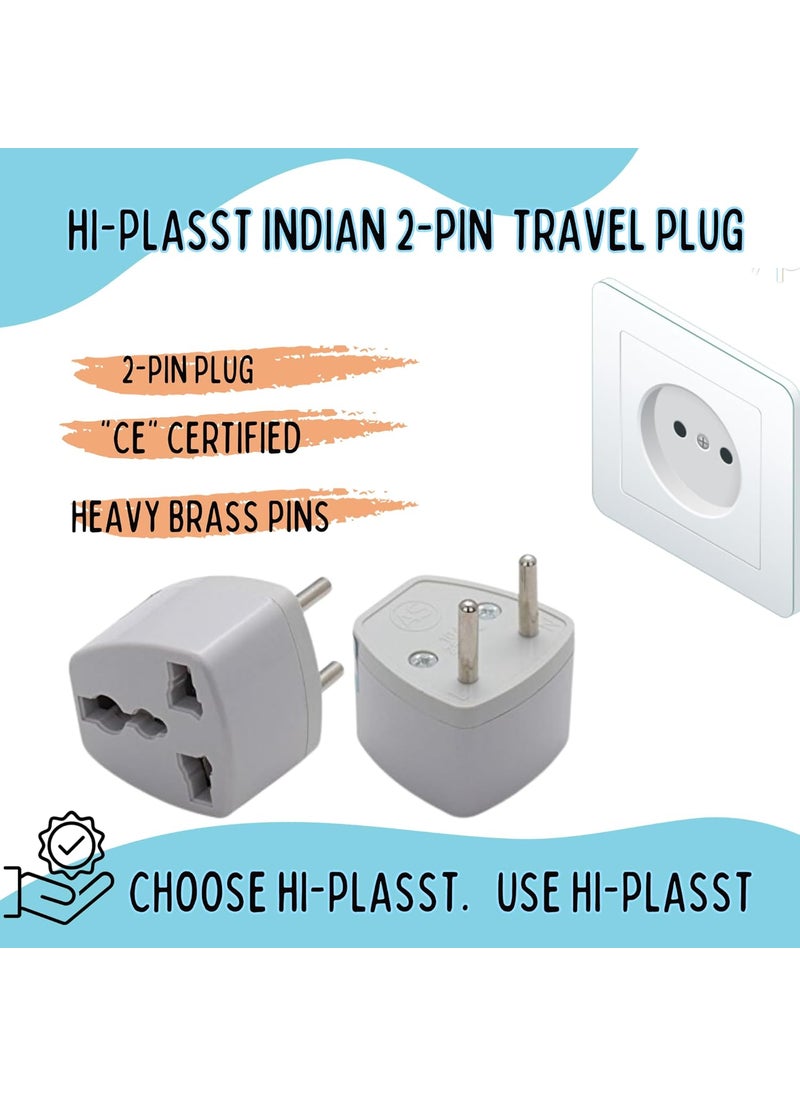 HI PLASST PINS N PLUGS HiPlasst India to Russia Europe Turkey Type C EuropeAsia Pack of 2 Type C Perfect for Laptop Camera Charger and More European Plug Adapter  - Image 4