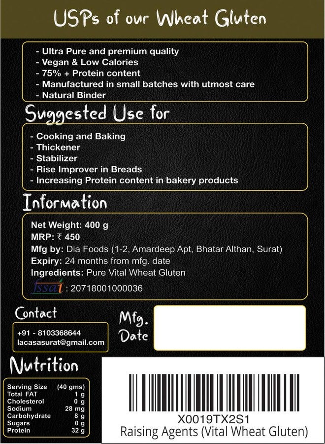 La Casa Premium Vital Wheat Gluten | 75% + Protein | Unbleached & Natural | 400g | - Image 5