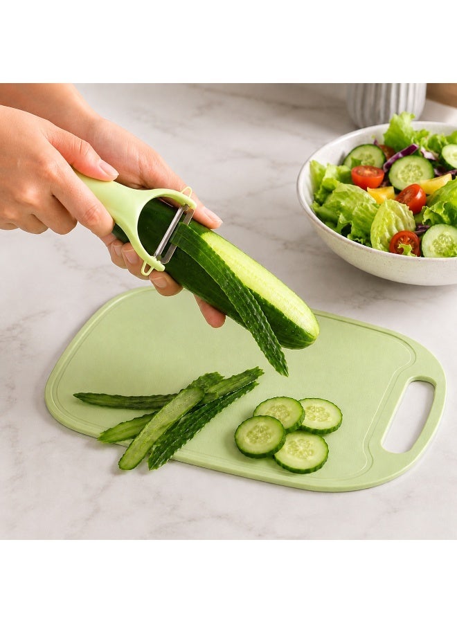 4-Piece Kitchen Tool Set with Cutting Board, Knife, Peeler, and Kitchen Scissors - Green - Image 3