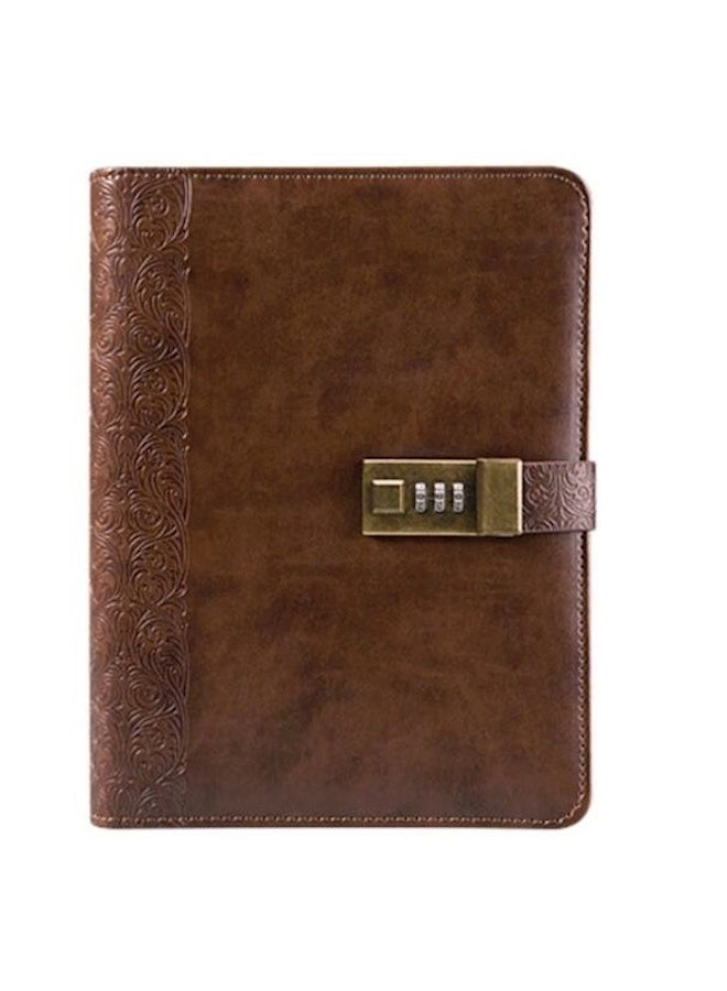 إسكدنيا مفكرة من الجلد الصناعي ومزودة بقفل بني - Image 1