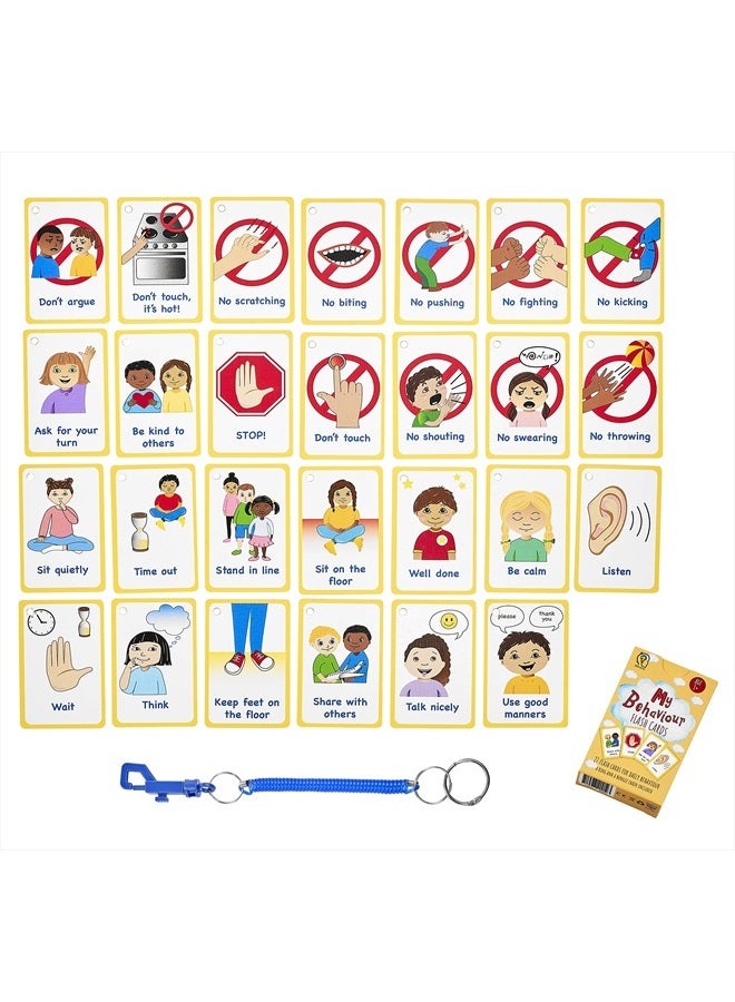 Amonev My Behaviour Cards 27 Flash Cards for Visual aid Special Ed, Speech Delay Non Verbal Children and Adults with Autism or Special Needs  - Image 2