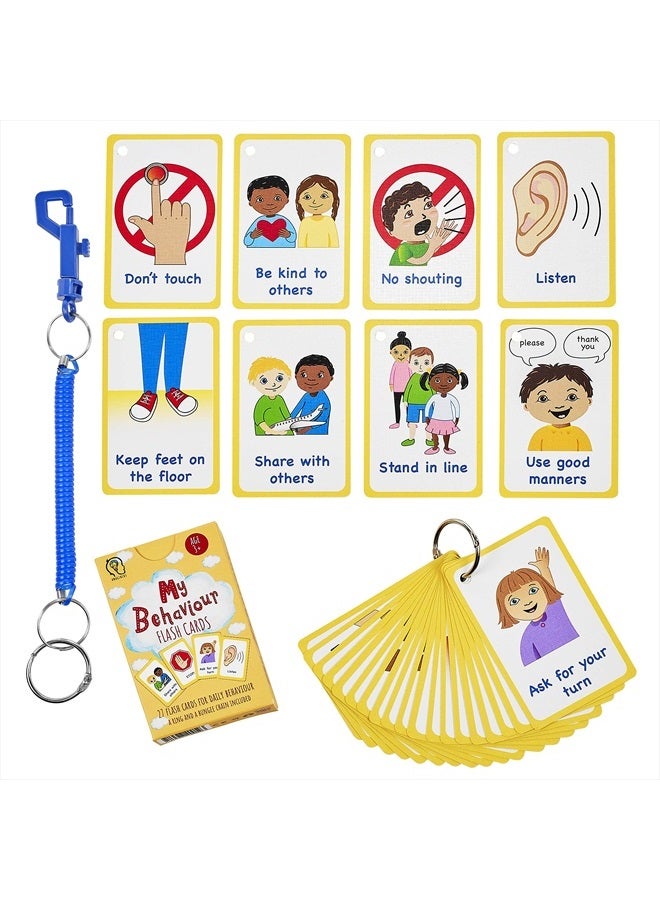 Amonev My Behaviour Cards 27 Flash Cards for Visual aid Special Ed, Speech Delay Non Verbal Children and Adults with Autism or Special Needs  - Image 1