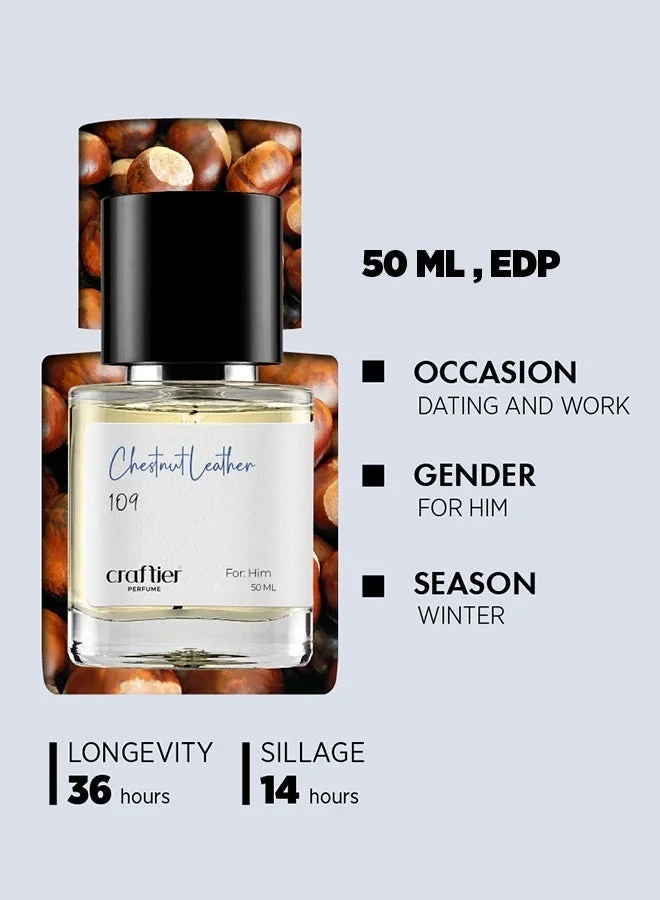 Craftier Perfume Inspired-Stronger With You Leather CHESTNUT LEATHER - Inspired of-STRONGER WITH YOU LEATHER, Eau De Parfum for Men - 50ml, Long Lasting Spicy Fragrance Upto 36 Hrs, Travel Size Men's Perfume for Men | Best Price UAE