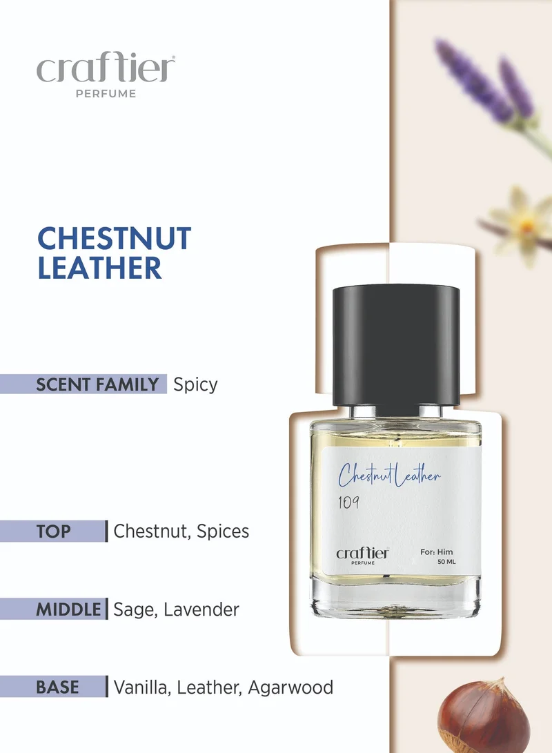 Craftier Perfume Inspired-Stronger With You Leather CHESTNUT LEATHER - Inspired of-STRONGER WITH YOU LEATHER, Eau De Parfum for Men - 50ml, Long Lasting Spicy Fragrance Upto 36 Hrs, Travel Size Men's Perfume for Men | Best Price UAE