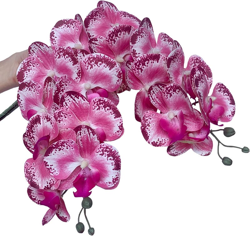 FagusHome 32 Inch Artificial Phalaenopsis Flowers 6 Pcs Artificial Orchid Flowers Stem Plants for Home Décor (Pink Piebald) - Image 3