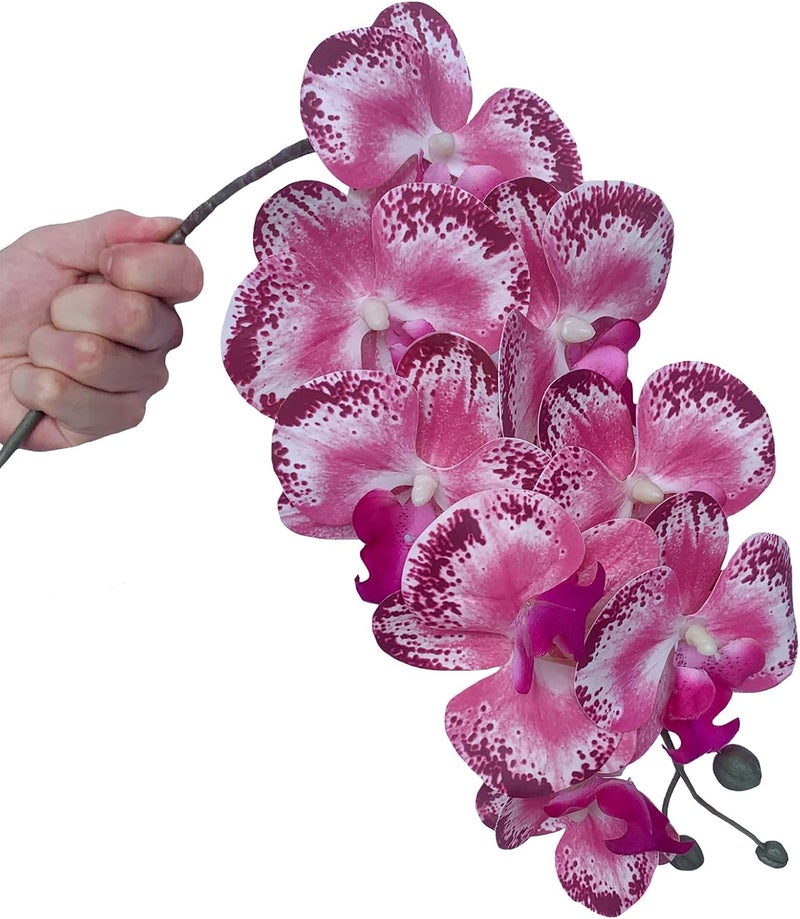 FagusHome 32 Inch Artificial Phalaenopsis Flowers 6 Pcs Artificial Orchid Flowers Stem Plants for Home Décor (Pink Piebald) - Image 4